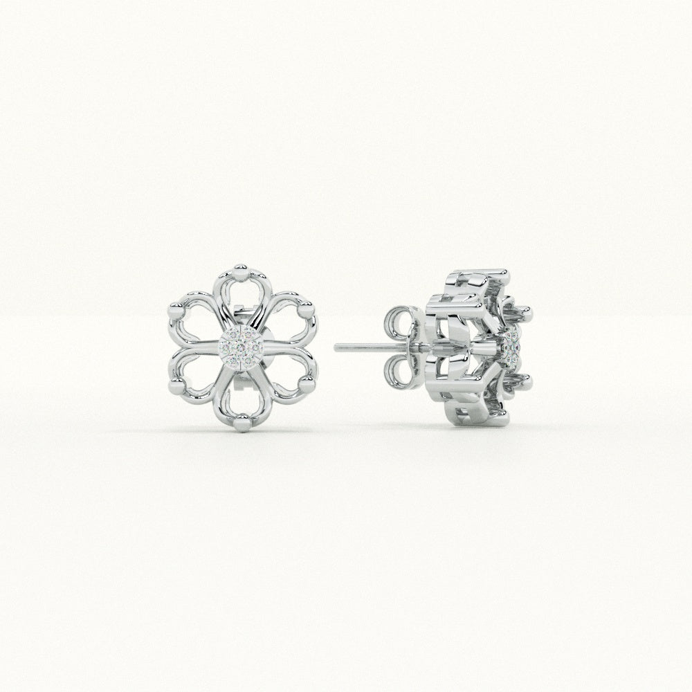 Radiant Petals 9KT Gold Lab Grown Diamond Stud Earring
