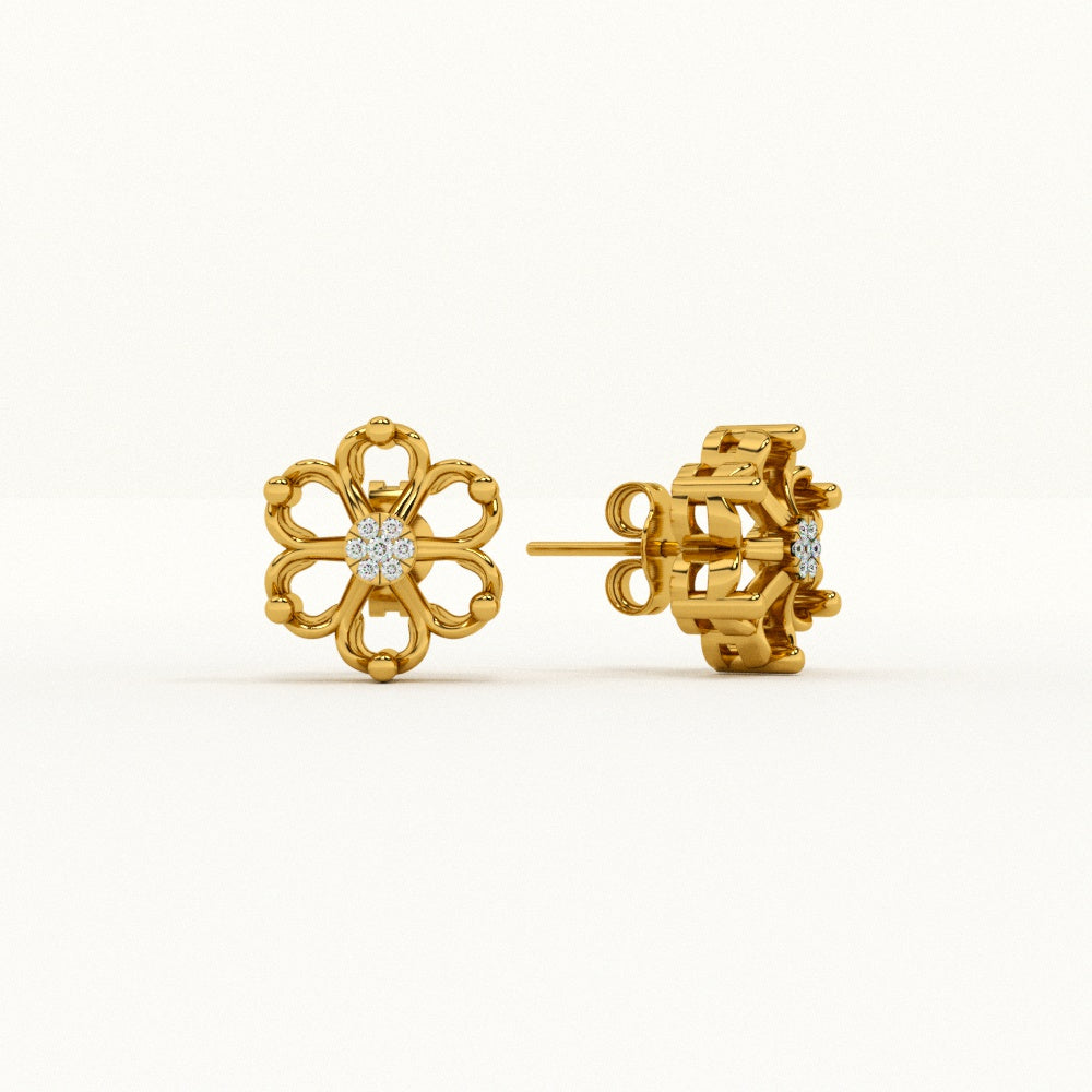 Radiant Petals 9KT Gold Lab Grown Diamond Stud Earring