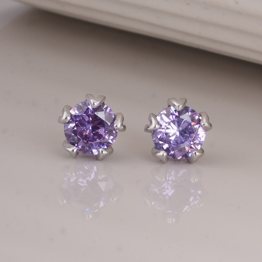 Purple 925 Sterling Silver Stud Earrings