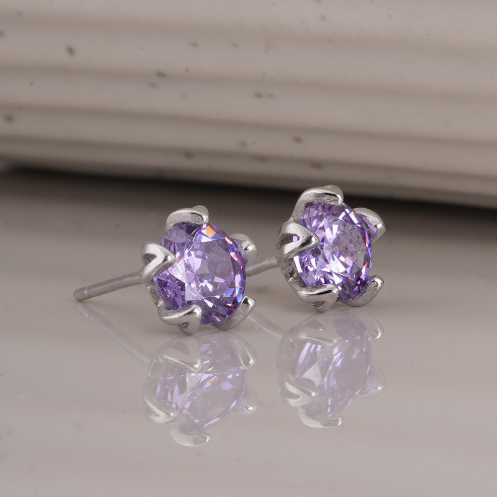Purple 925 Sterling Silver Stud Earrings