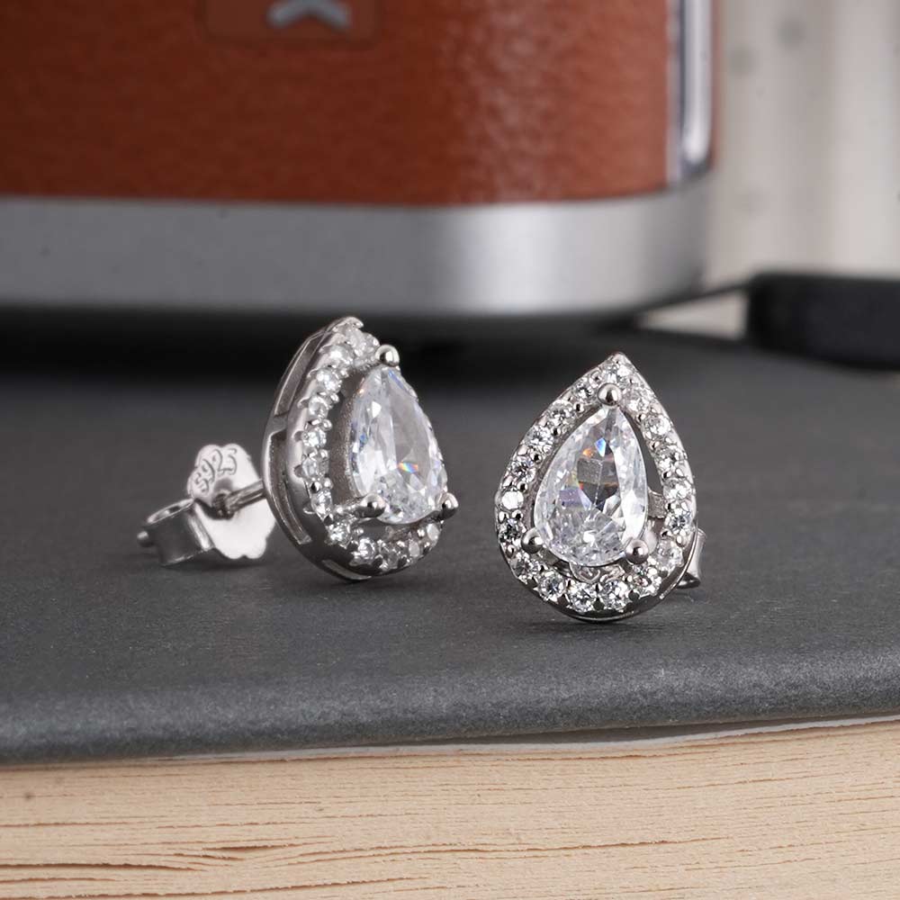 Sparkling Teardrop 925 Sterling Silver Earrings