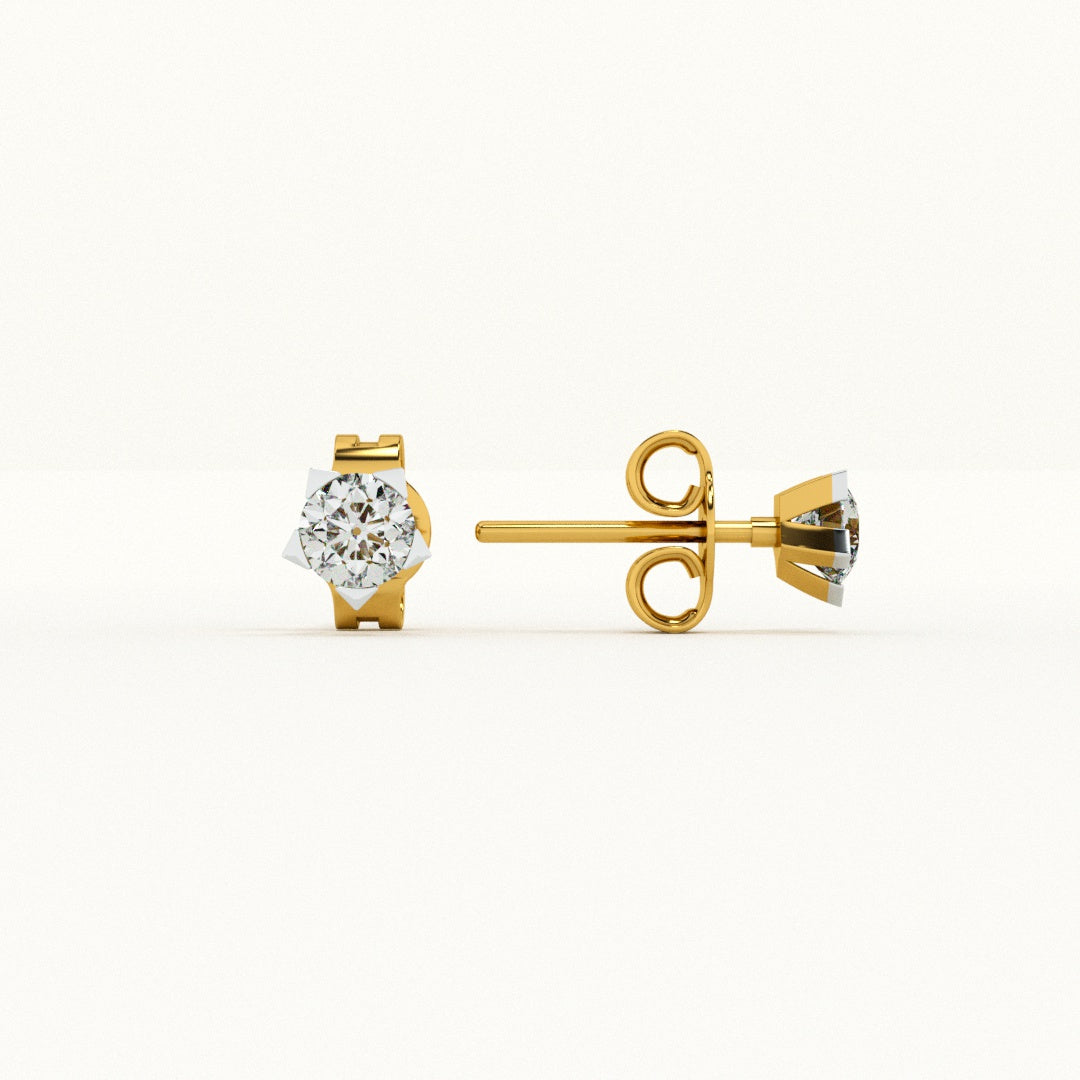 Starry Contrast 9KT Gold Lab Grown Diamond Earrings