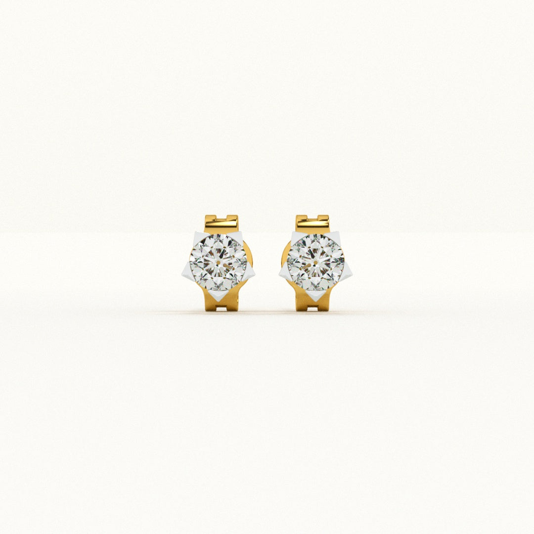 Starry Contrast 9KT Gold Lab Grown Diamond Earrings