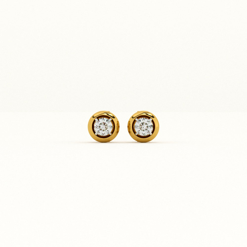 Round Shine 9KT Gold Lab Grown Diamond Earrings