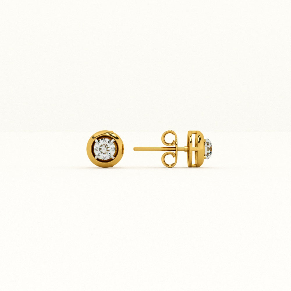 Round Shine 9KT Gold Lab Grown Diamond Earrings
