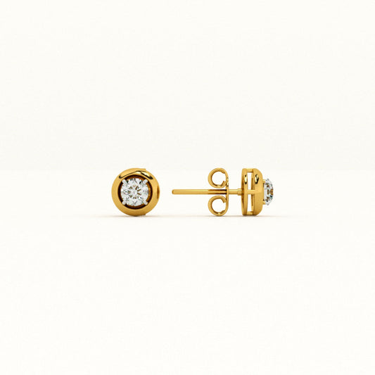 Round Shine 9KT Gold Lab Grown Diamond Earrings