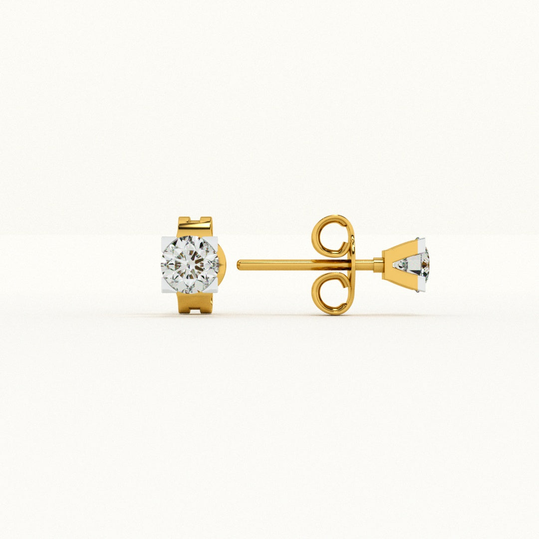 Square Shine 9KT Gold Lab Grown Diamond Earrings