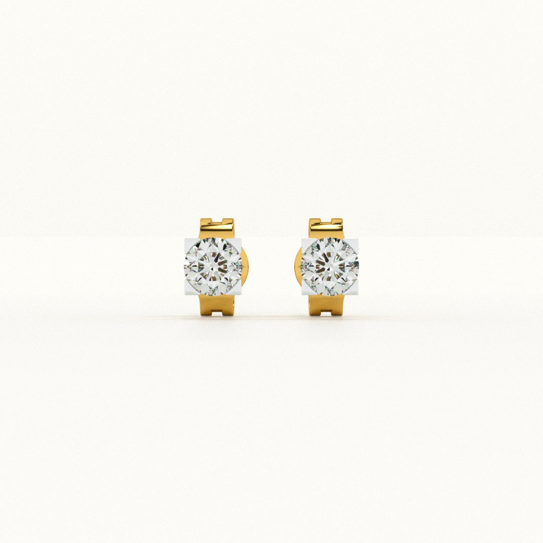 Square Shine 9KT Gold Lab Grown Diamond Earrings