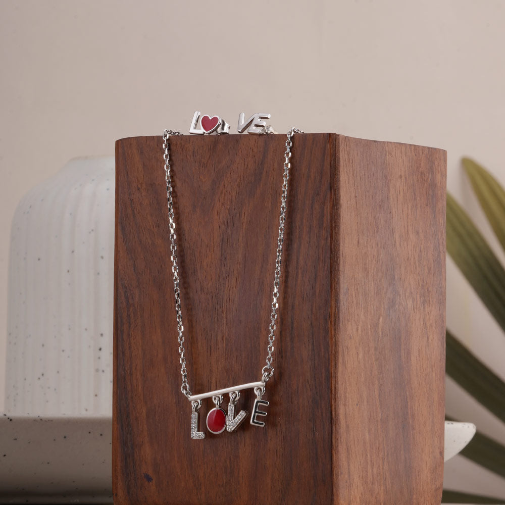 Love's Passion 925 Sterling Silver Earring Necklace Set