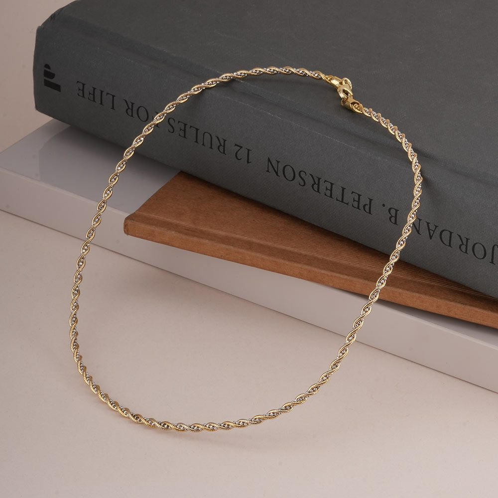 Twisted Gold 925 Sterling Silver Chain Necklace
