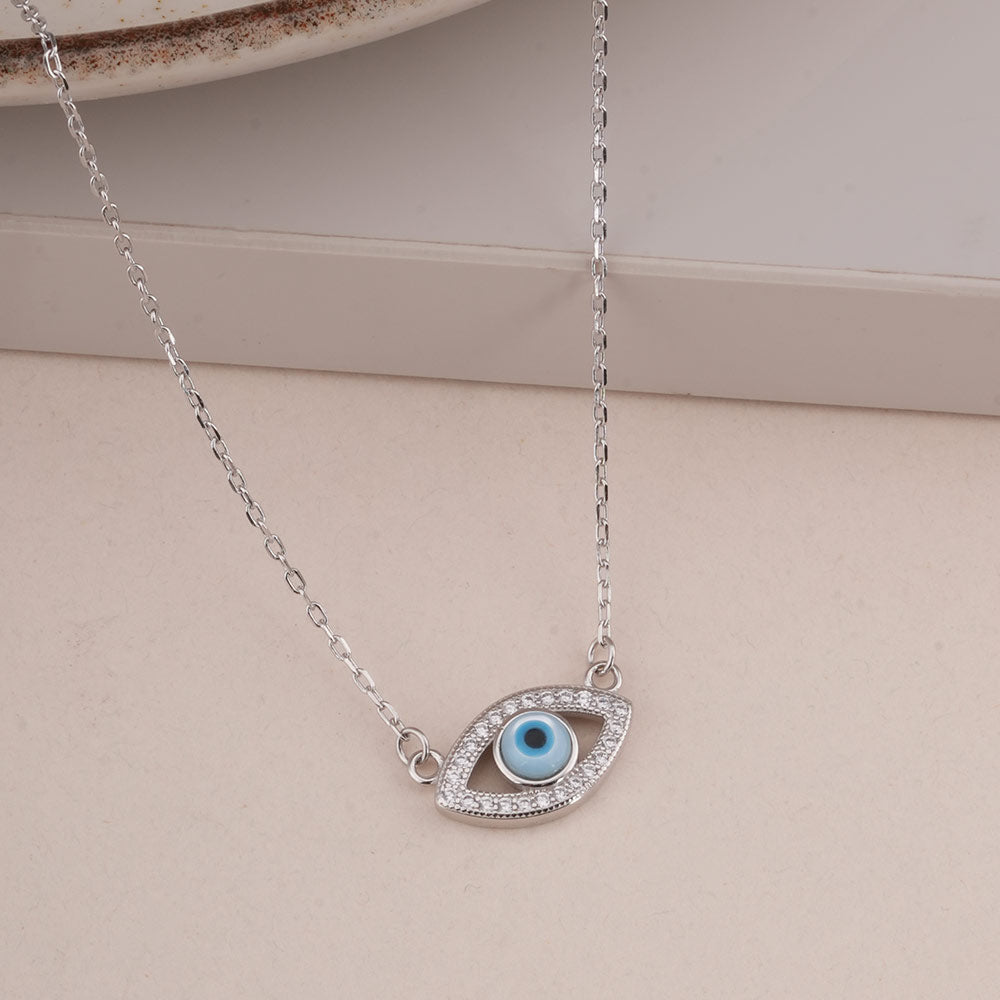 Minimalist Evil Eye 925 Sterling Silver Necklace
