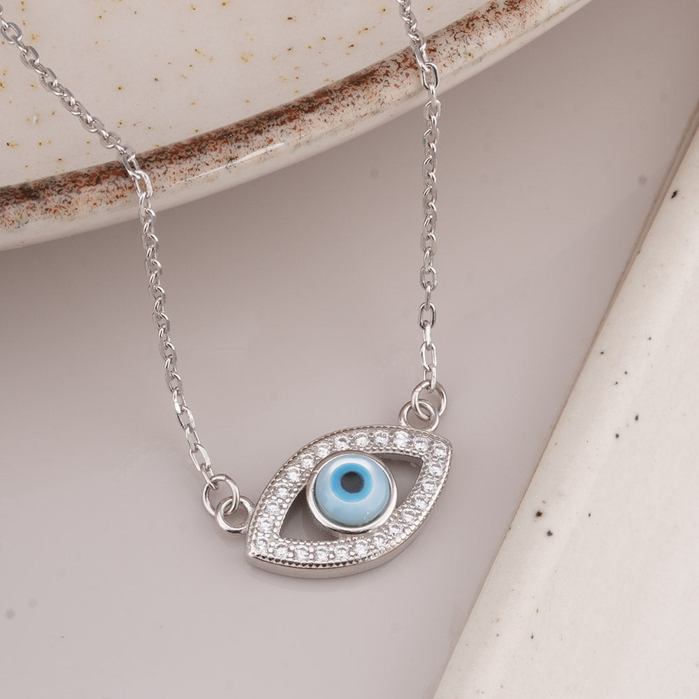 Minimalist Evil Eye 925 Sterling Silver Necklace
