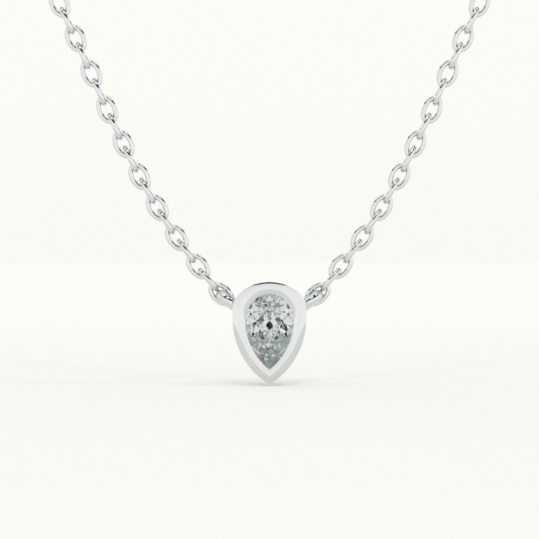 Solitaire Pear 925 Sterling Silver Necklace