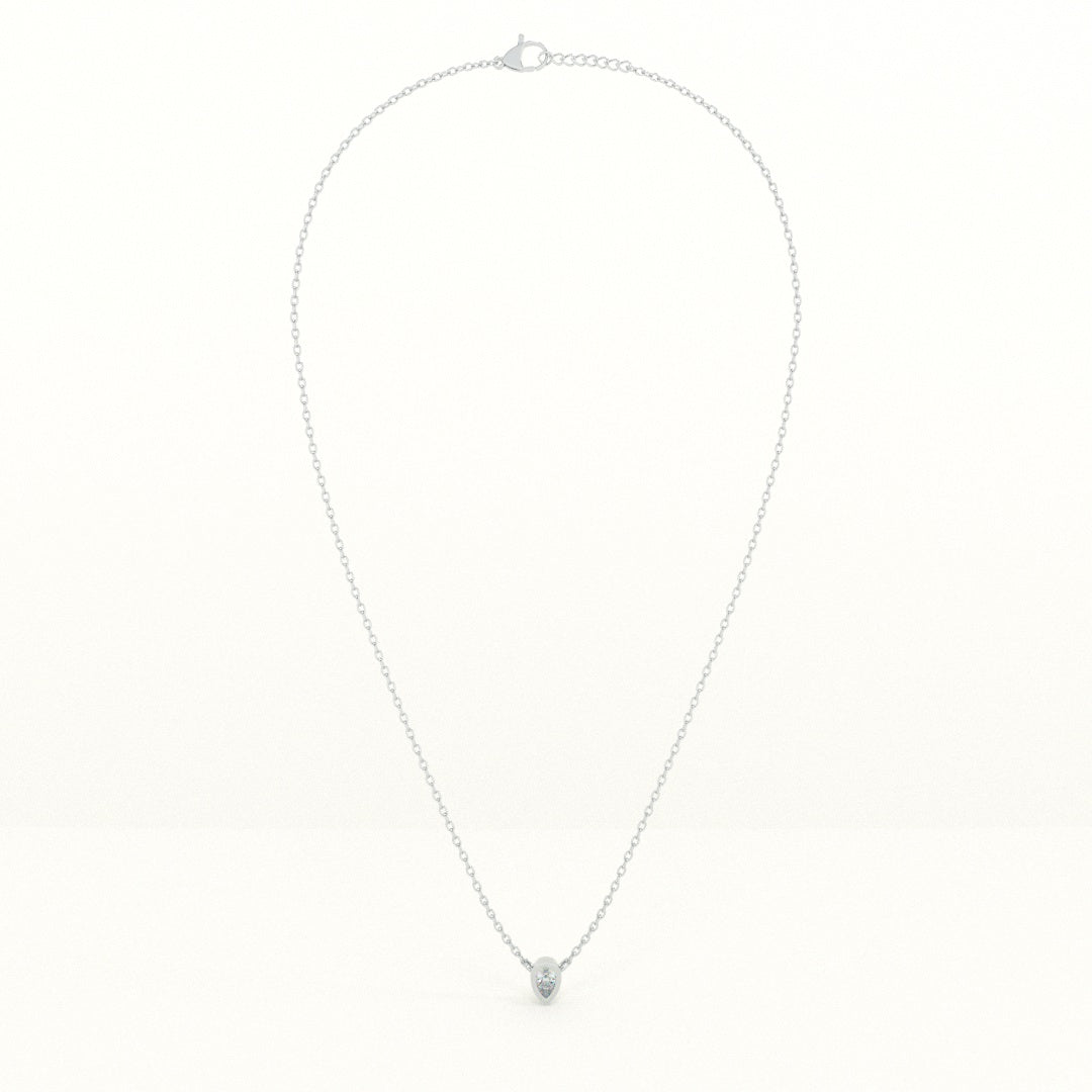 Solitaire Pear 925 Sterling Silver Necklace