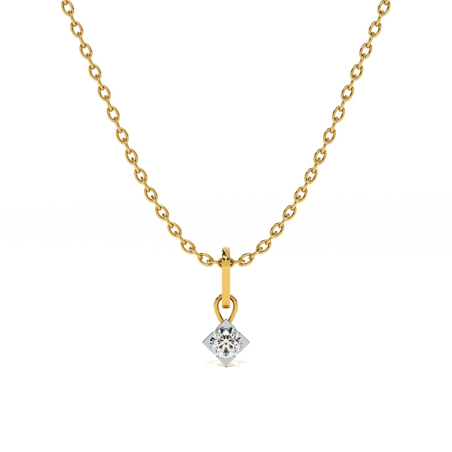 Elegant Solitaire 9KT Gold Lab Grown Diamond Necklace