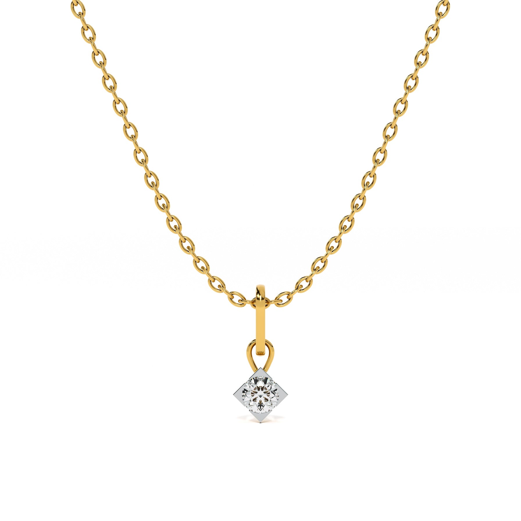 Elegant Solitaire 9KT Gold Lab Grown Diamond Necklace