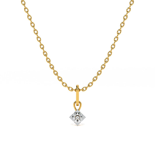 Elegant Solitaire 9KT Gold Lab Grown Diamond Necklace