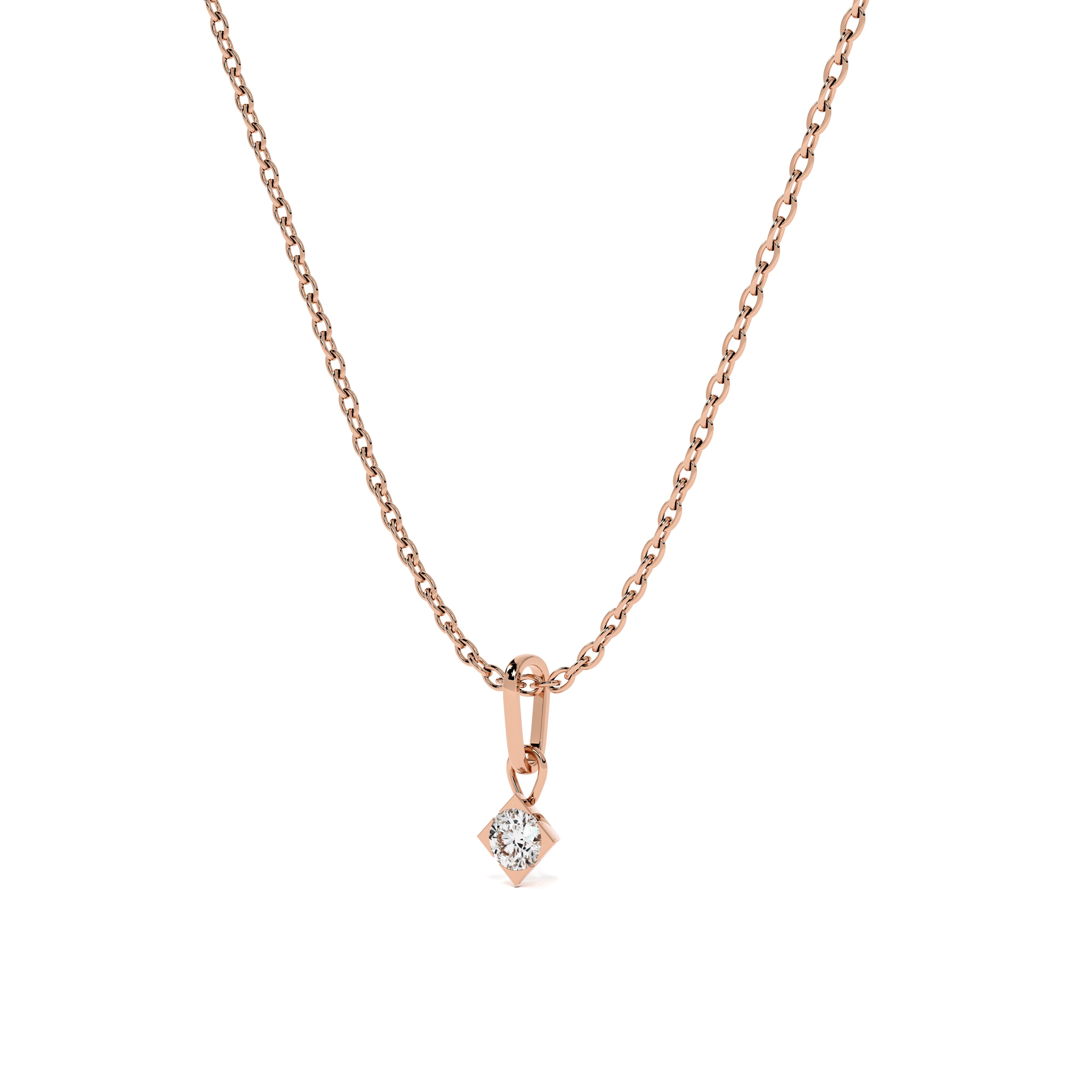 Elegant Solitaire 9KT Gold Lab Grown Diamond Necklace
