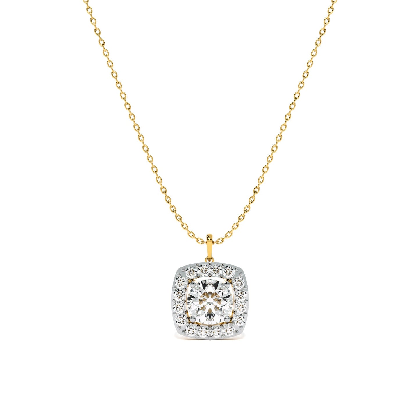 Square Cluster 9KT Gold Lab Grown Diamond Necklace