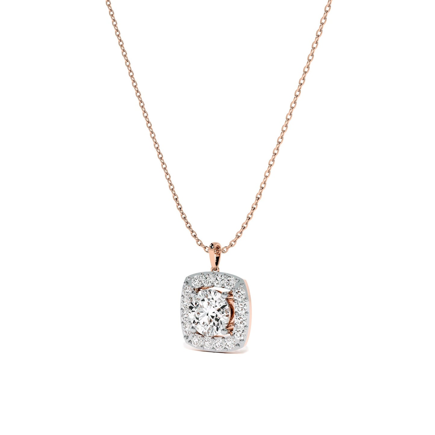 Square Cluster 9KT Gold Lab Grown Diamond Necklace