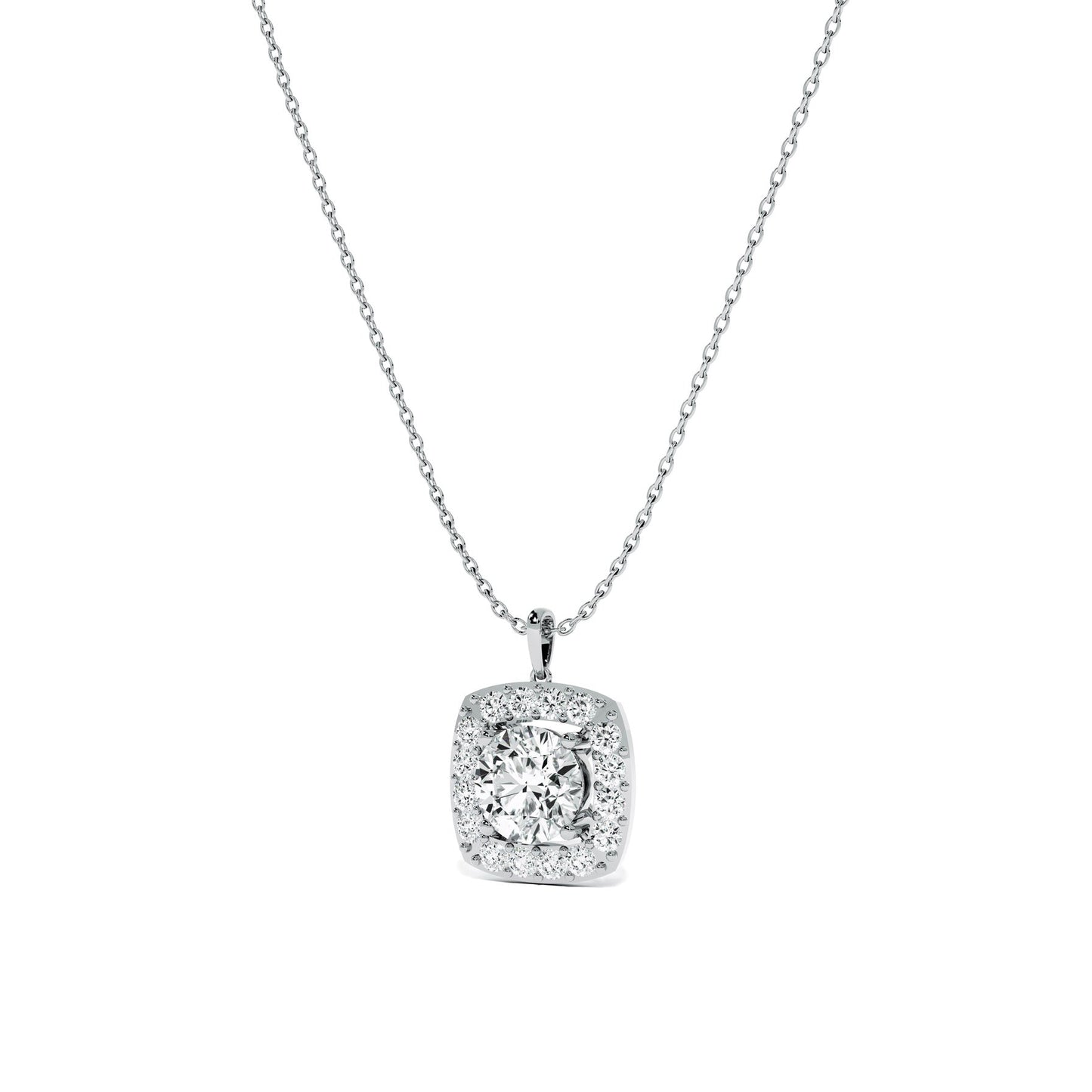 Square Cluster 9KT Gold Lab Grown Diamond Necklace
