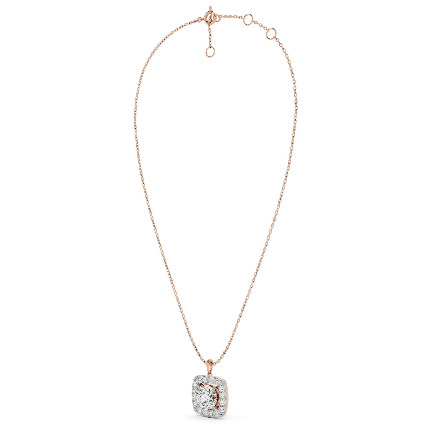 Square Cluster 9KT Gold Lab Grown Diamond Necklace