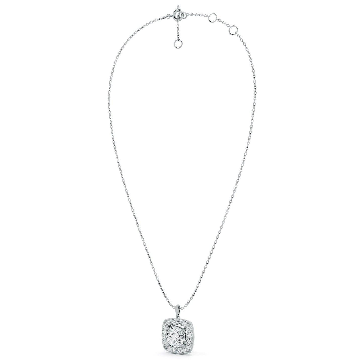 Square Cluster 9KT Gold Lab Grown Diamond Necklace