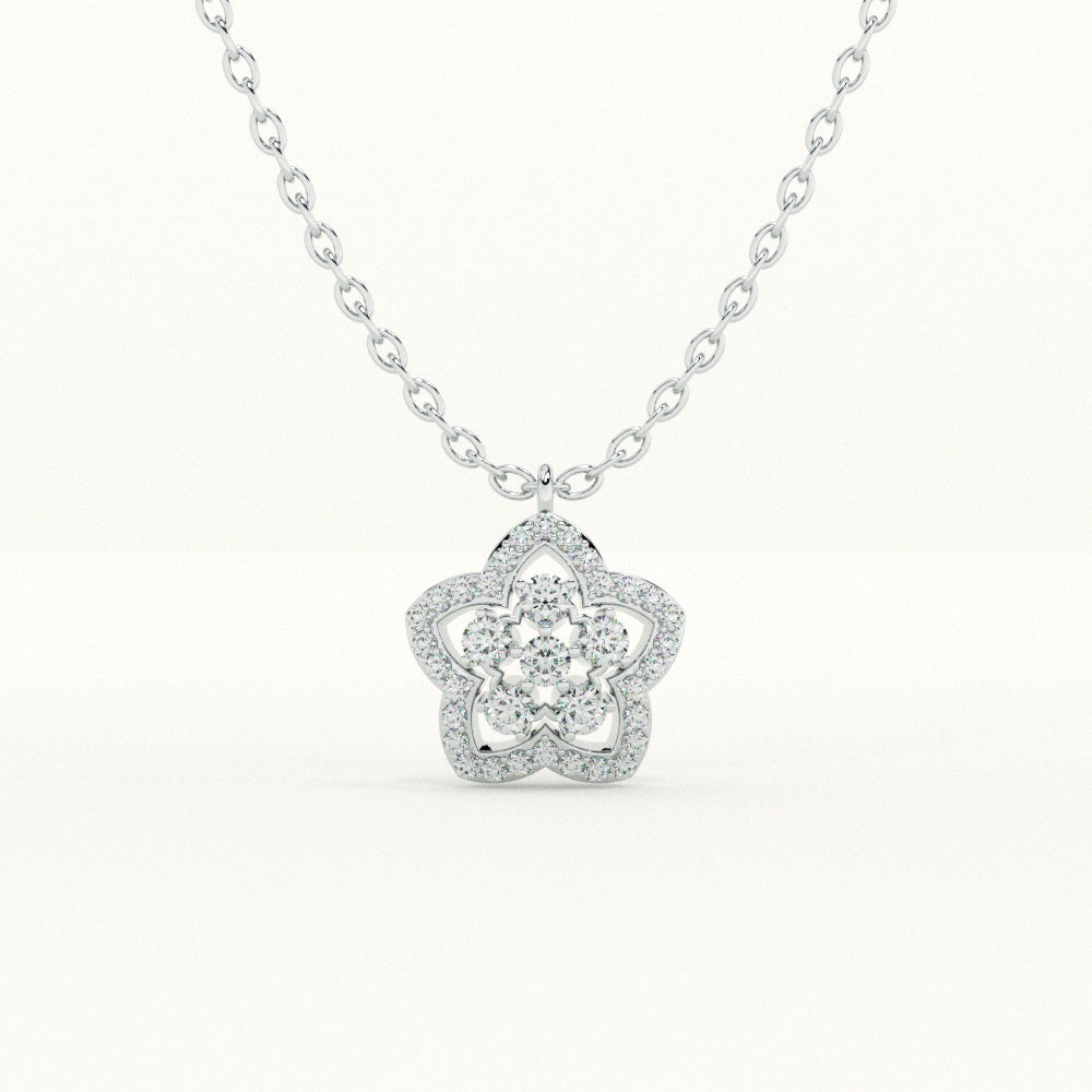 Glittering Flower 925 Sterling Silver Necklace
