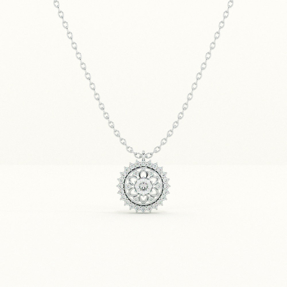 Vintage Glamour Floral 925 Sterling Silver Necklace