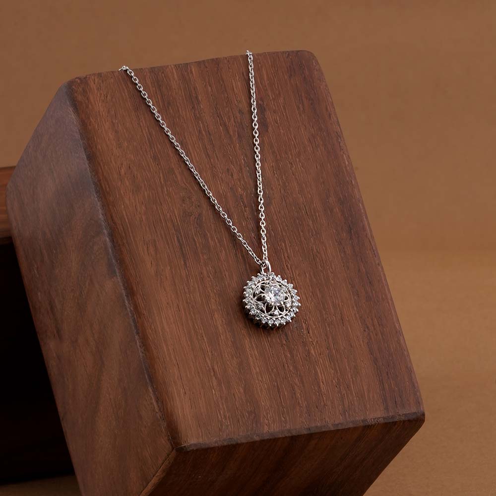 Vintage Glamour Floral 925 Sterling Silver Necklace