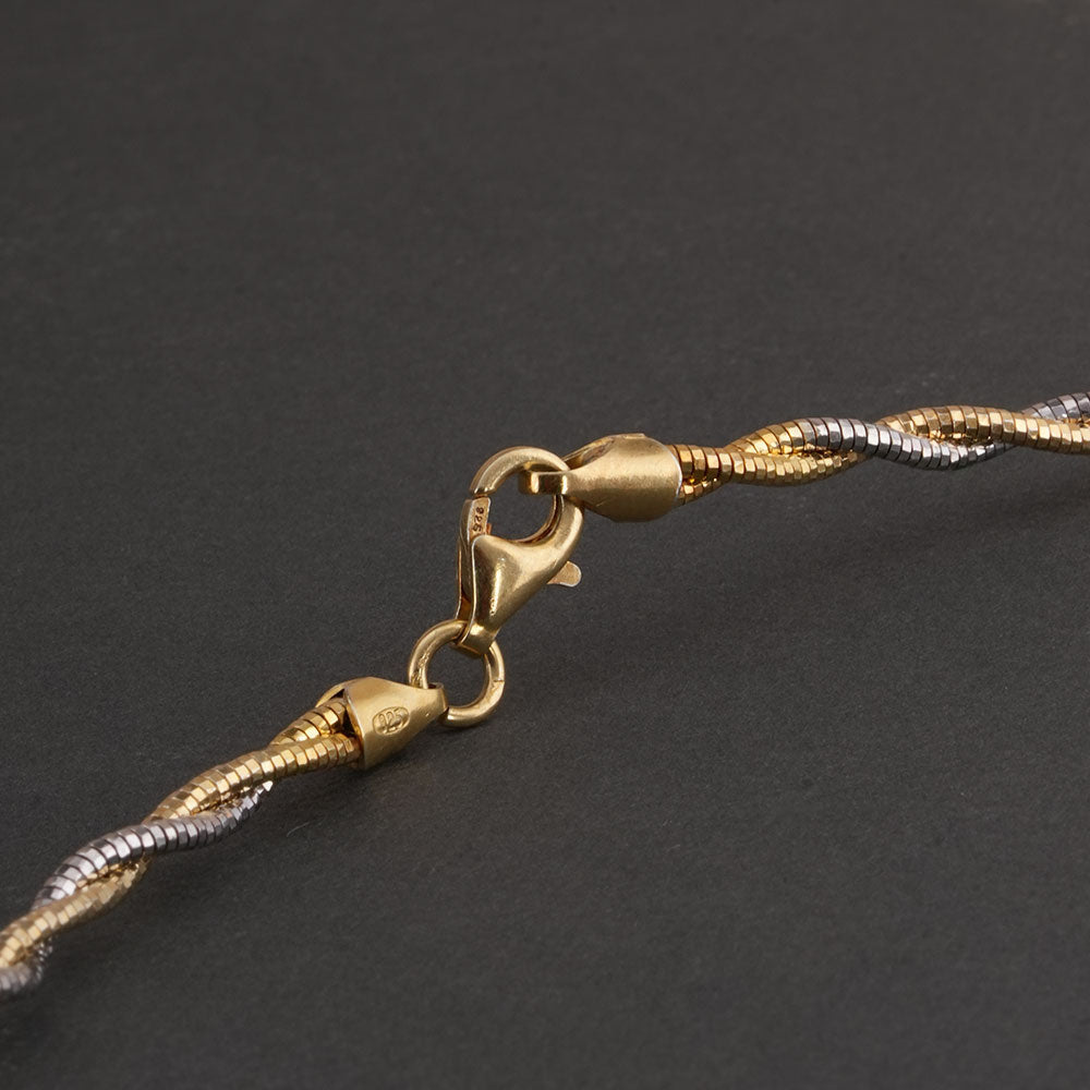 Two-Tone Twisted 925 Sterling Silver Necklace