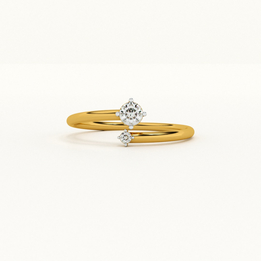 Twin Sparkle 9KT Gold Lab Grown Diamond Adjustable Ring