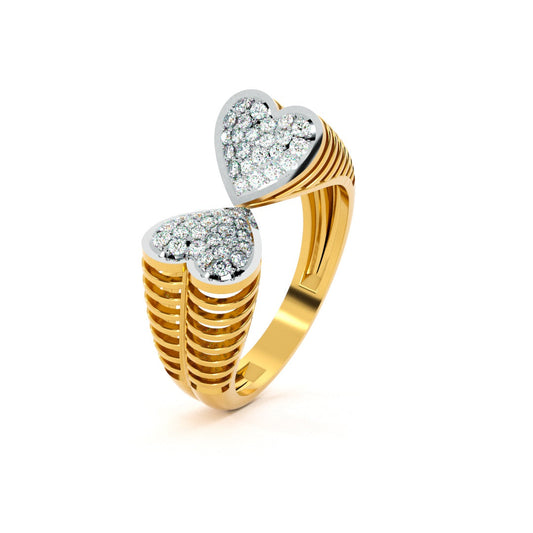 Twin Flames Heart 9KT Gold Lab Grown Diamond Ring