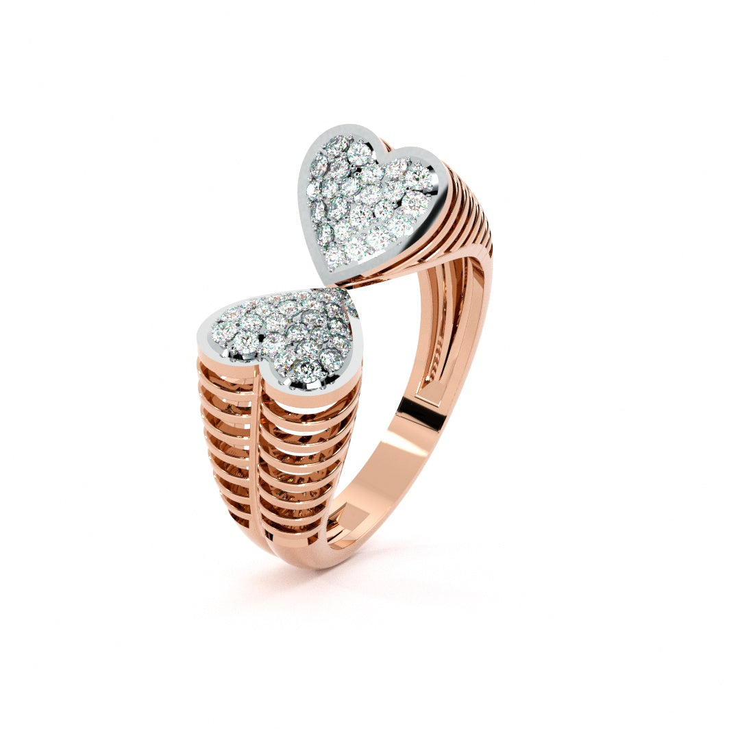 Twin Flames Heart 9KT Gold Lab Grown Diamond Ring