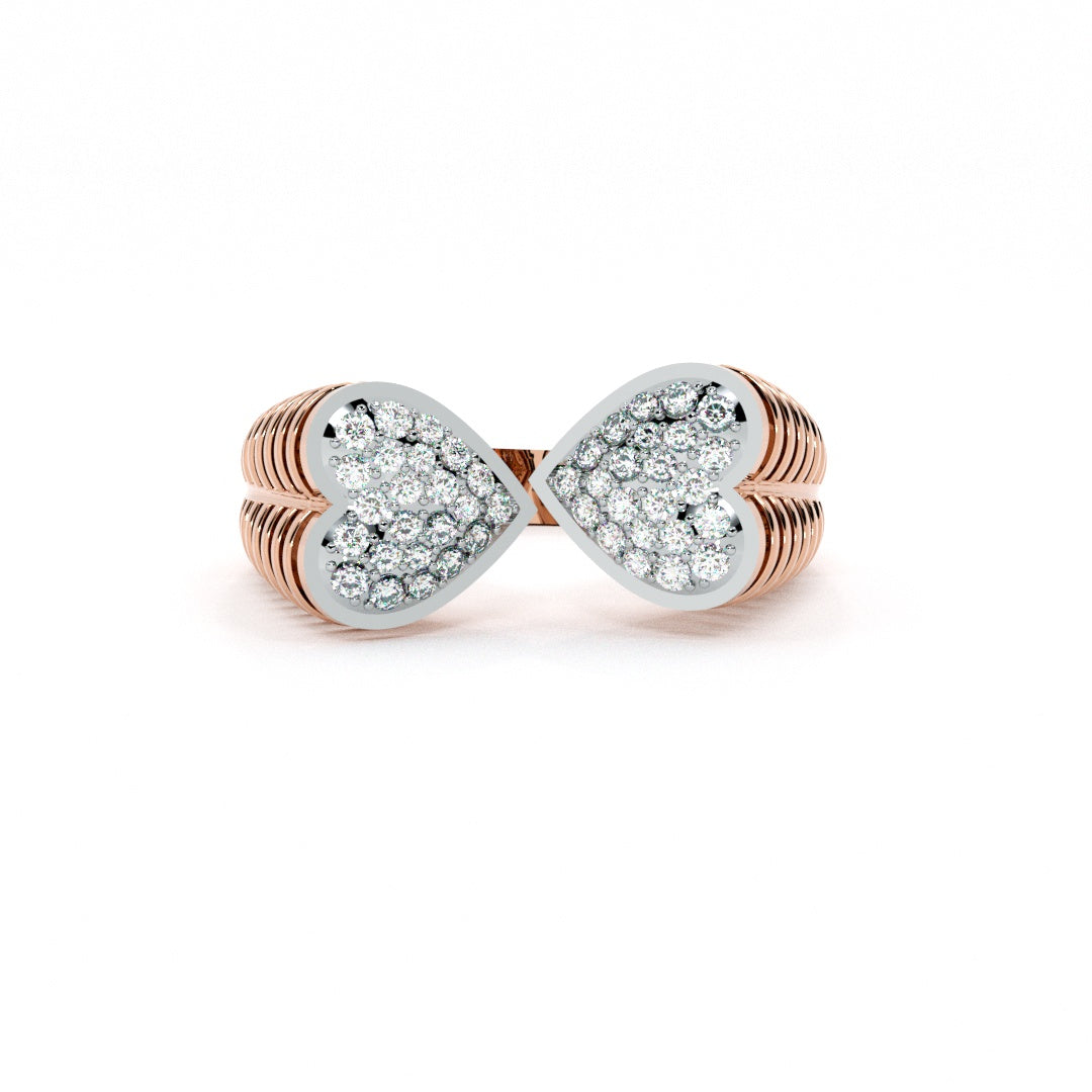 Twin Flames Heart 9KT Gold Lab Grown Diamond Ring