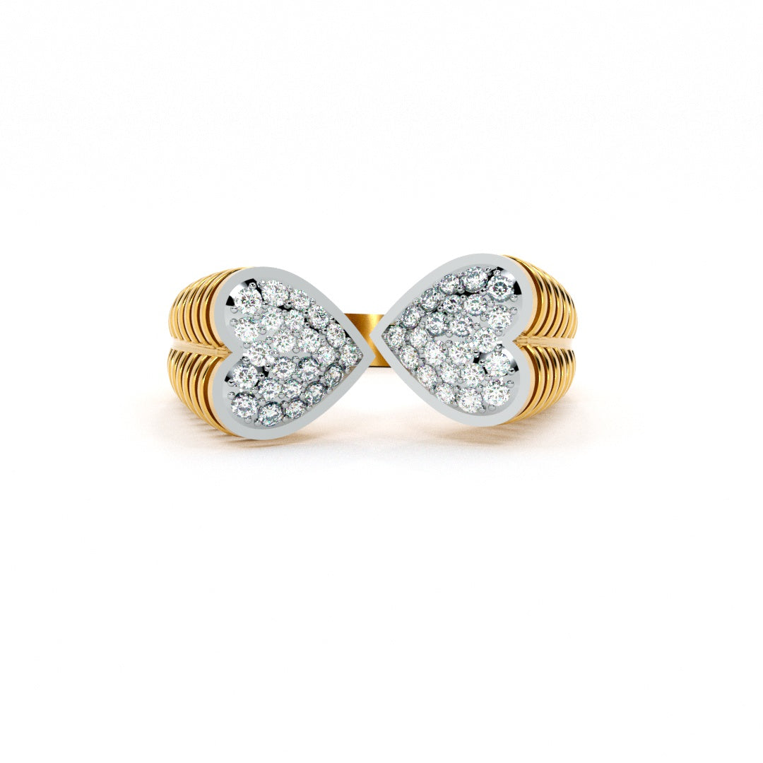 Twin Flames Heart 9KT Gold Lab Grown Diamond Ring