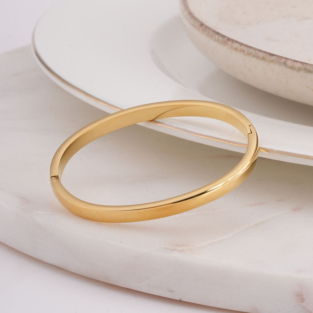 Plain Gold Bangles Bracelet - 4 mm