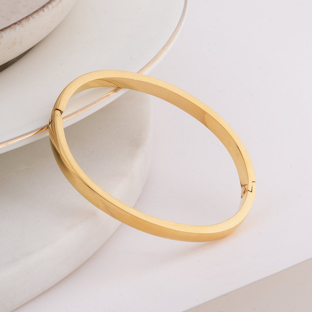 Plain Gold Bangles Bracelet - 4 mm