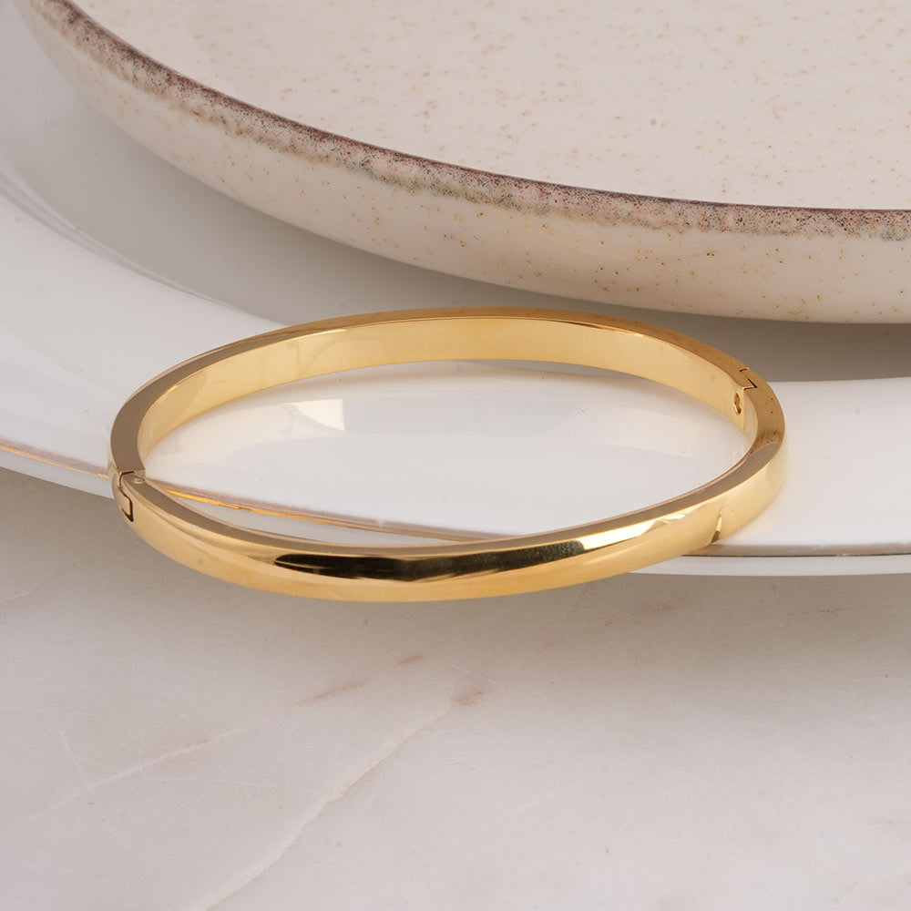 Plain Gold Bangles Bracelet - 4 mm