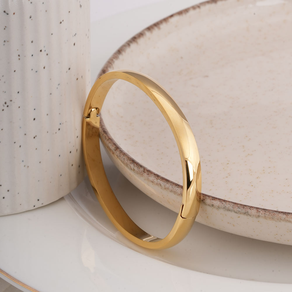 Plain Gold Bangle Bracelet - 6 mm