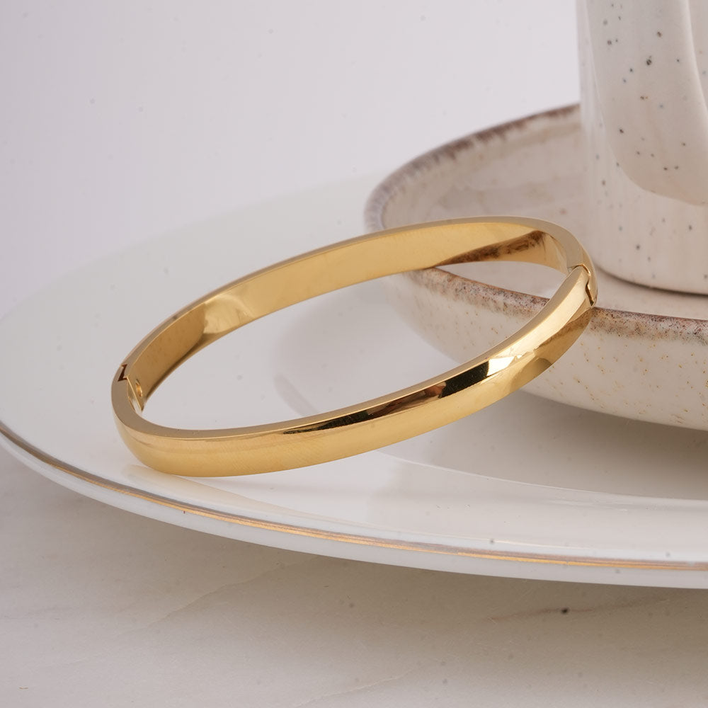 Plain Gold Bangle Bracelet - 6 mm