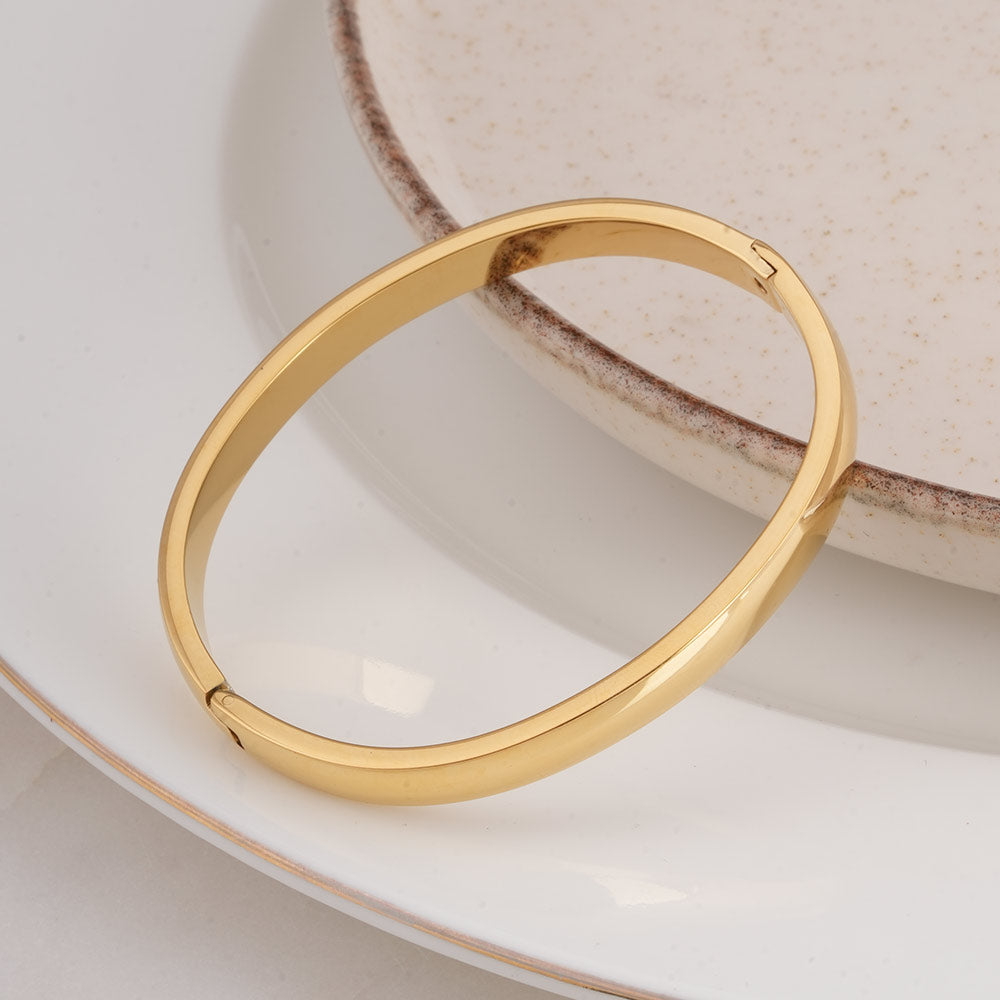 Plain Gold Bangle Bracelet - 6 mm