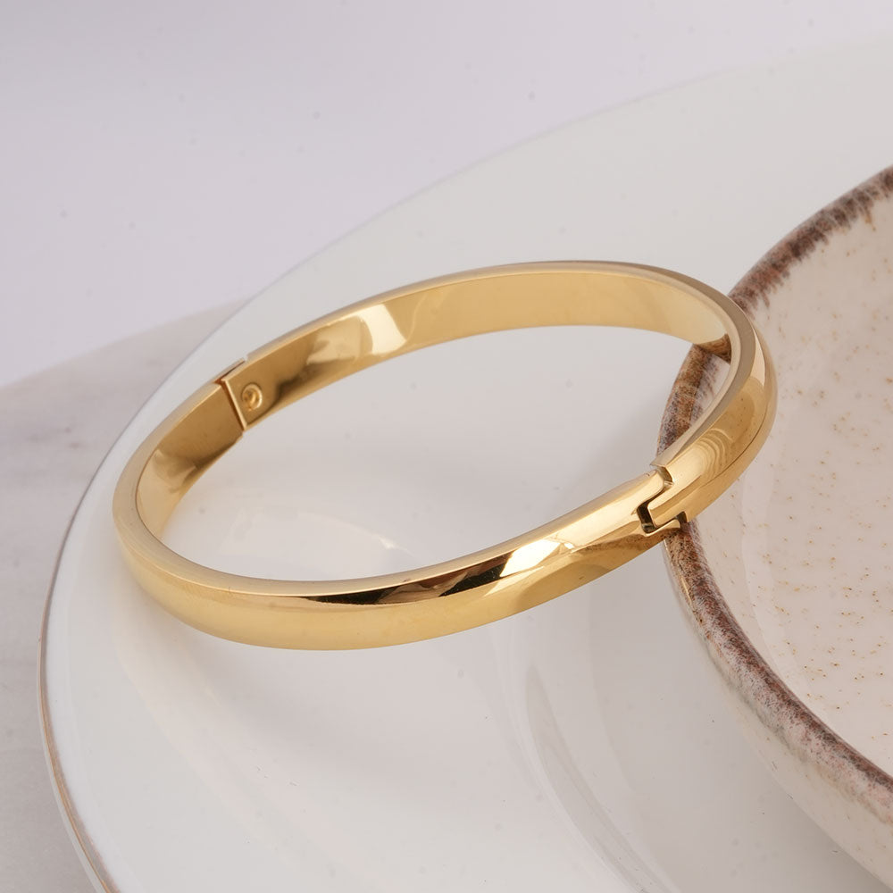 Plain Gold Bangle Bracelet - 6 mm