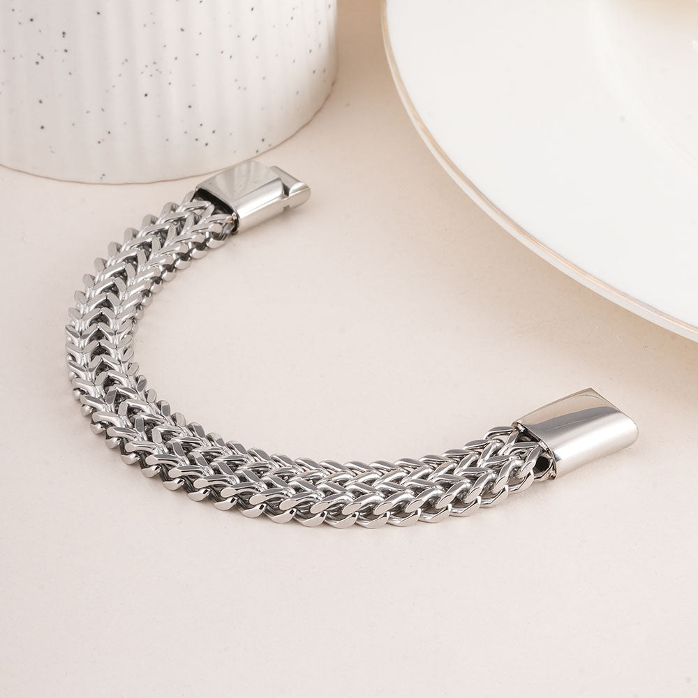 Statement Interwoven Silver Men's Bracelet