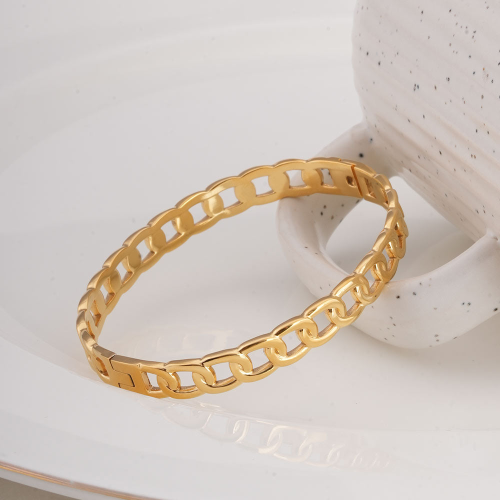 Gold Chain Link Bangle Bracelet