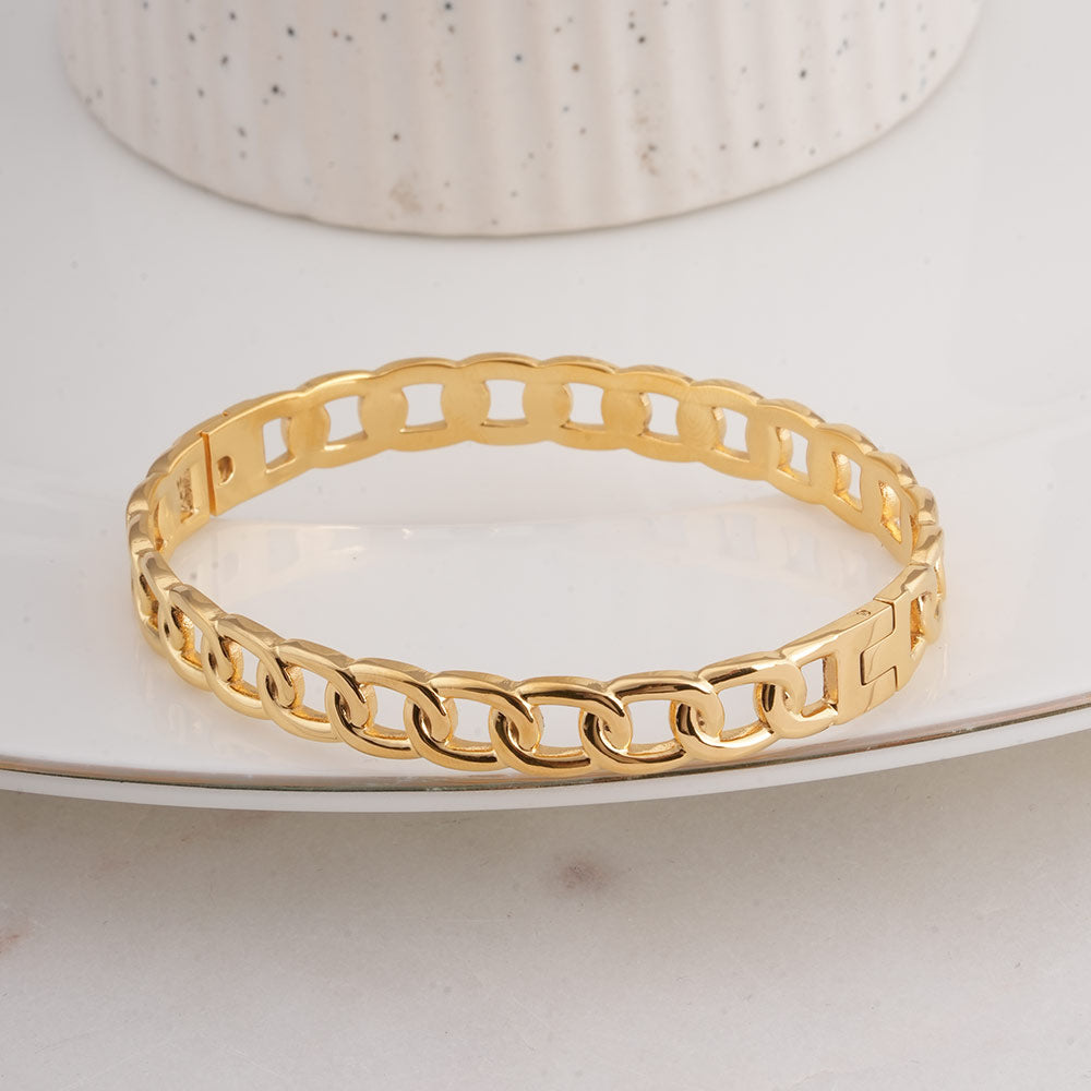 Gold Chain Link Bangle Bracelet