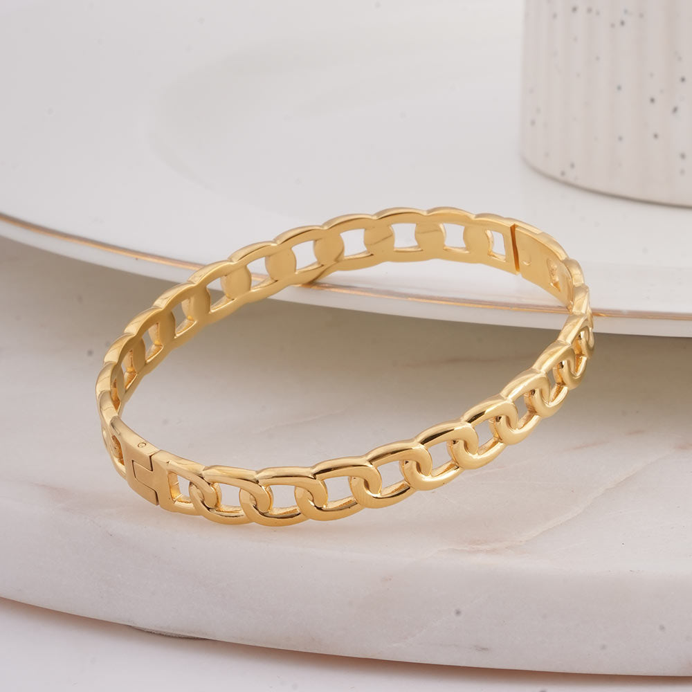 Gold Chain Link Bangle Bracelet