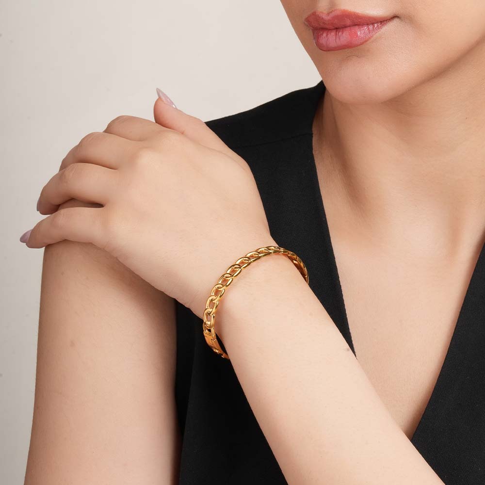 Gold Chain Link Bangle Bracelet