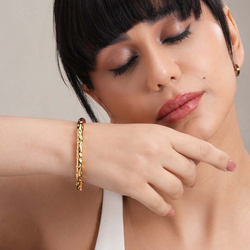 Hammered Gold Cuff Bracelet