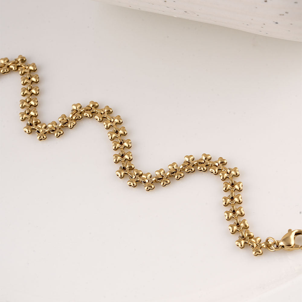 Gold Floral Link Bracelet
